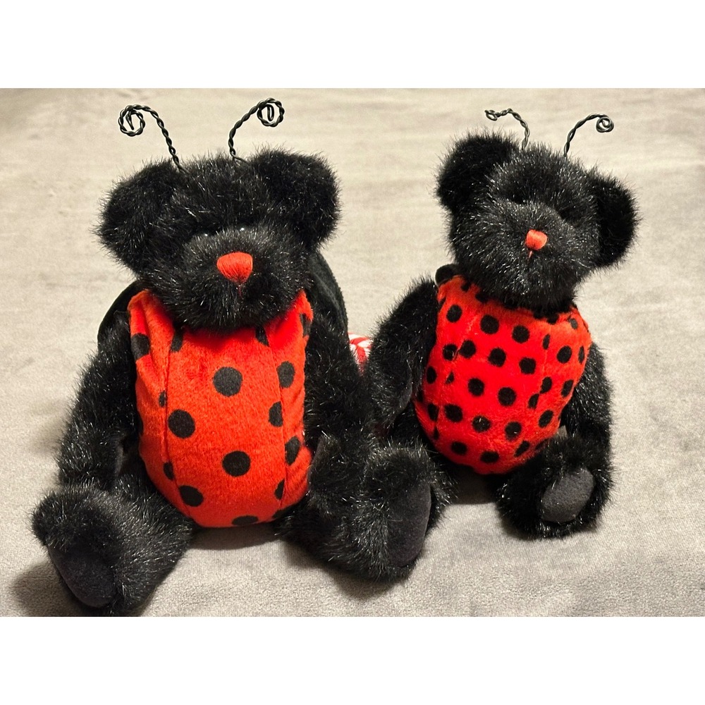Boyds Bears Ladybug Plush Set Lady B. Bug Dottie B. Bug Black Red Polka Dot 2pc
